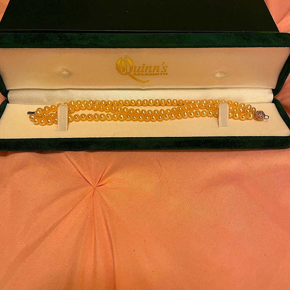 Quinn’s Pink Pearl Bracelet 10 K Gold clasp